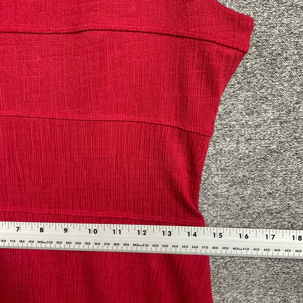Enfocus Studio Dress 6 Red Textured Tiered Button Detail Sleeveless Sheath - Picture 7 of 7